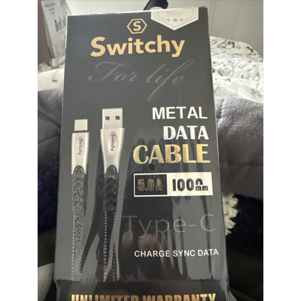 Switchy Metal USB Type-C Charge Sync Cable 3.0A 200cm 5.0A 100cm Black Silver